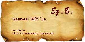 Szenes Béla névjegykártya
