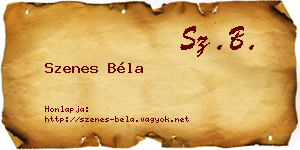 Szenes Béla névjegykártya